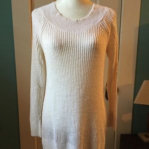 Lou & Grey long white sweater, sz M, scoop neck, purchased from Ann Taylor Loft